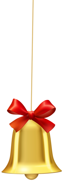This png image - Hanging Christmas Bell with Red Bow PNG Image, is available for free download