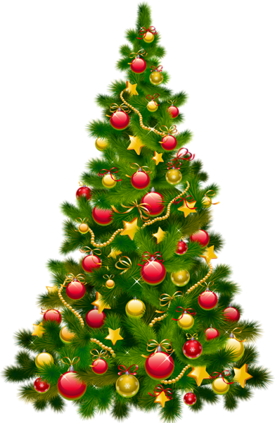 Large Transparent Christmas Tree with Ornaments Clipart ...