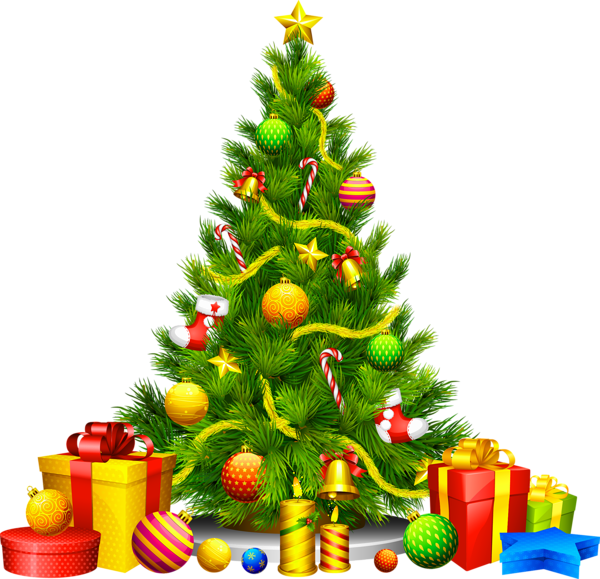 This png image - Large Transparent Christmas Tree with Presents Clipart, is available for free download