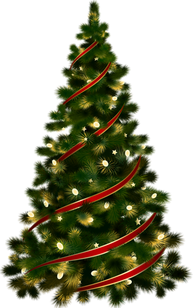This png image - Large Transparent Christmas Tree with Red Ribbon Clipart, is available for free download