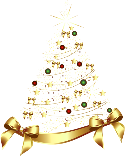 This png image - Large Transparent Gold Christmas Tree with Gold Bow PNG Clipart, is available for free download