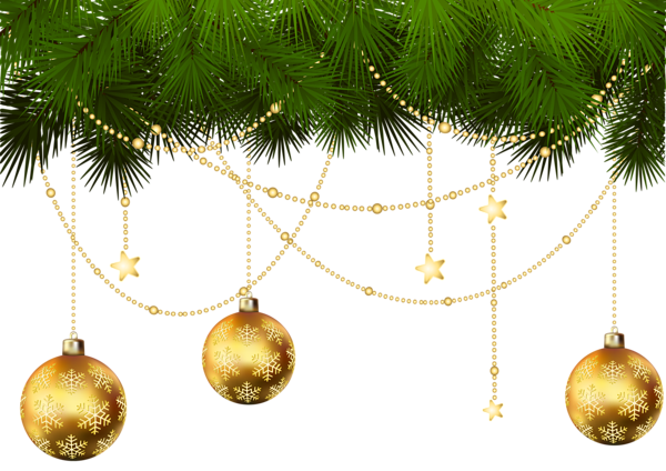 This png image - Pine Branches and Christmas Ornaments Transparent PNG Clip Art, is available for free download