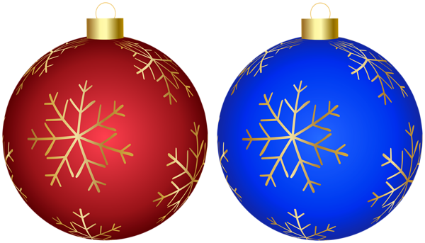 This png image - Red Blue Christmas Balls with Gold PNG Clipart, is available for free download