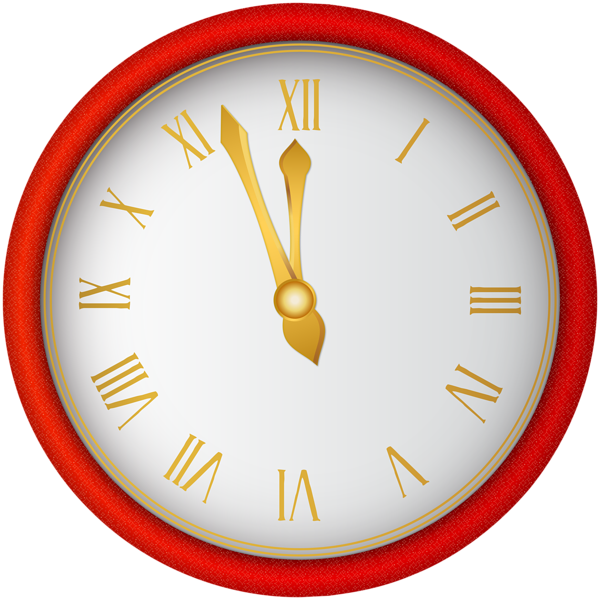 Red New Year Clock PNG Clip Art Image | Gallery ...
