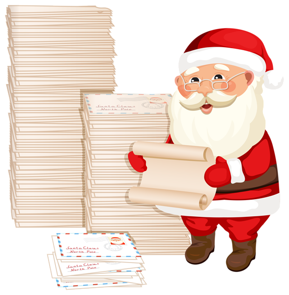 This png image - Santa Claus with Letters PNG Clipart Image, is available for free download