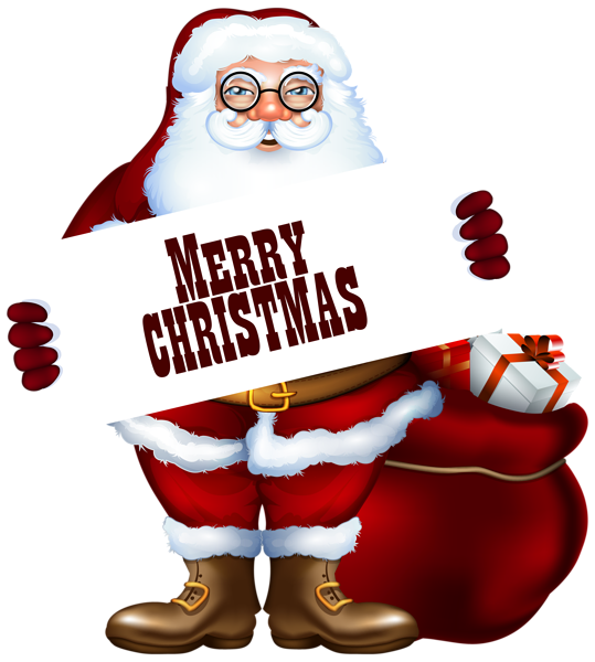 This png image - Santa Claus with Merry Christmas Label PNG Clipart Image, is available for free download