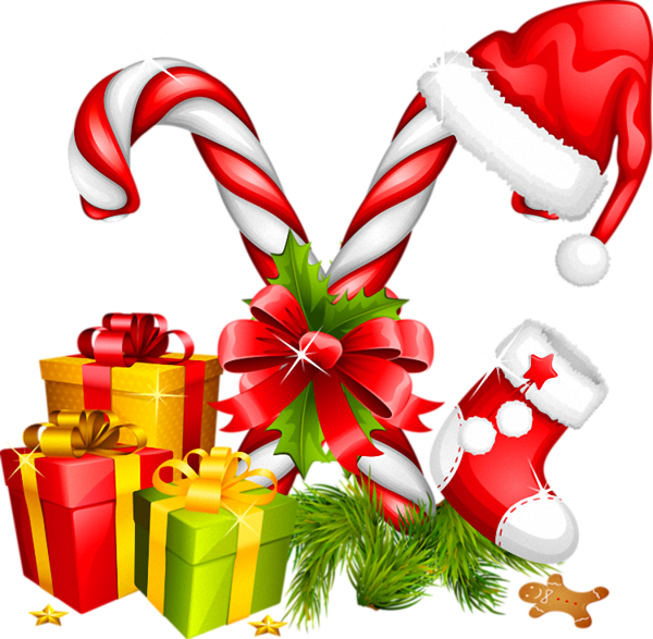 This png image - Santa Hat Gifts and Candy Canes Christmas Decoration, is available for free download