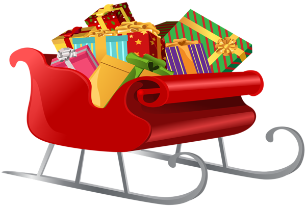 This png image - Santa Sleigh with Gifts PNG Clip Art Image, is available for free download