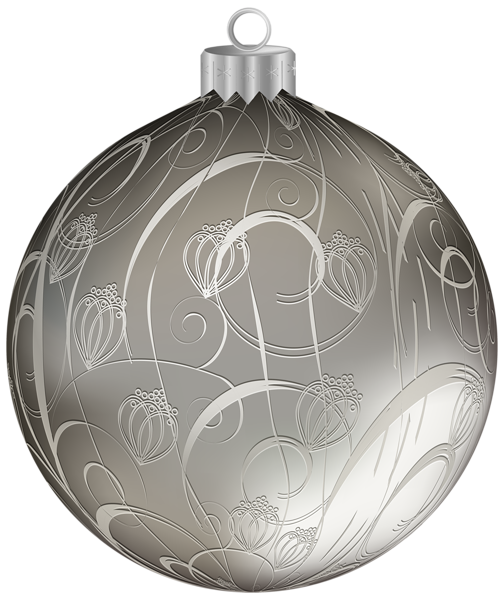 This png image - Silver Christmas Ball with Ornaments PNG Clipart Image, is available for free download