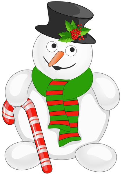 This png image - Snowman with Candy Cane PNG Clipart, is available for free download