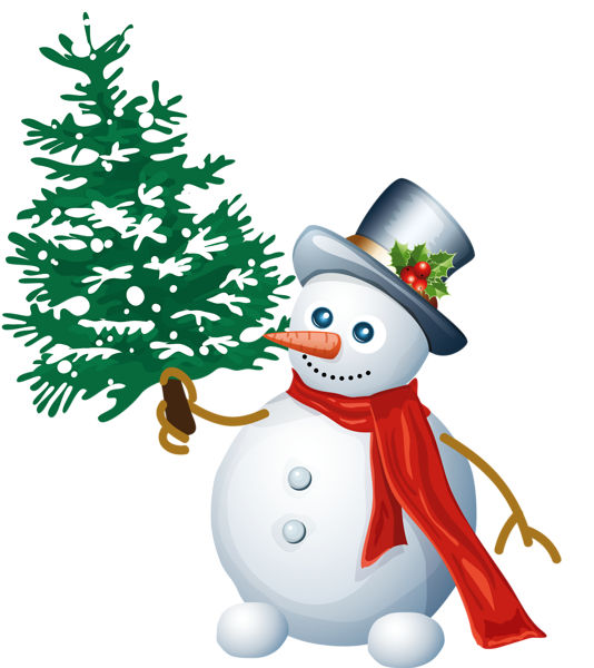 This png image - Snowman with Tree PNG Clipart, is available for free download