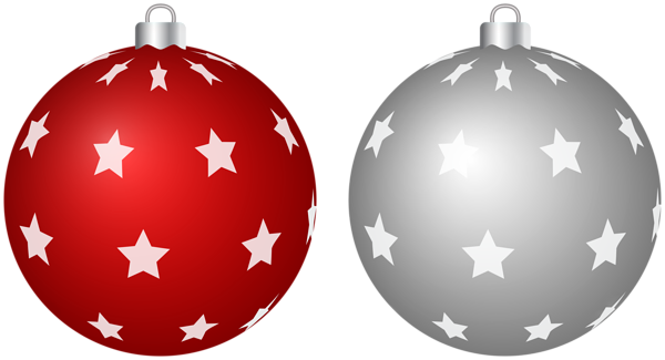 This png image - Starry Christmas Balls Red Silver PNG Clipart, is available for free download