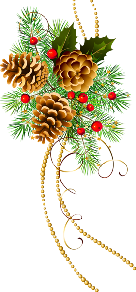This png image - Three Christmas Cones with Pine Branch Clipart, is available for free download