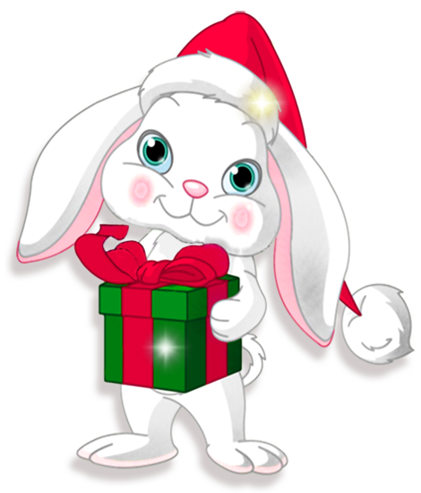 This png image - Transparent Christmas Bunny with Gift Clipart, is available for free download