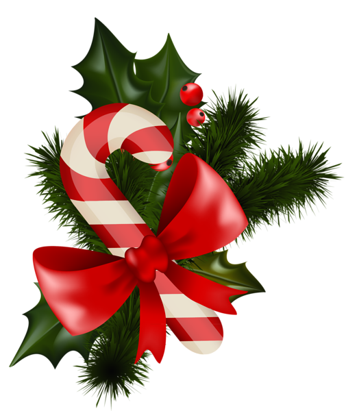 This png image - Transparent Christmas Candy Cane with Mistletoe, is available for free download