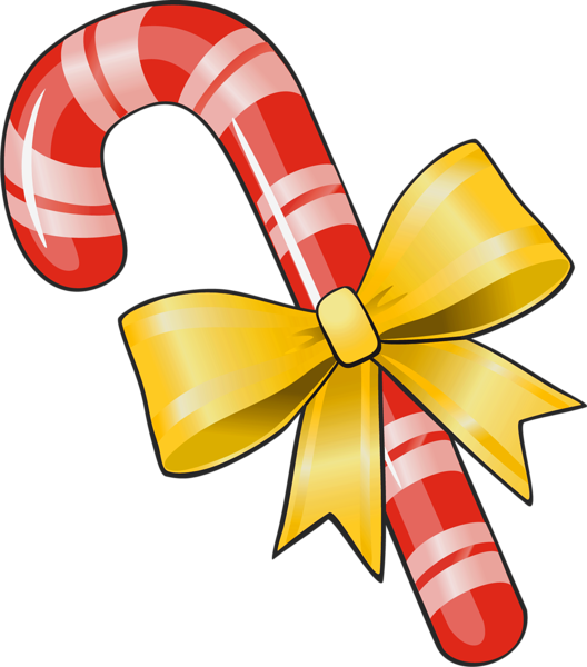 This png image - Transparent Christmas Candy Cane with Yellow Bow PNG Clipart, is available for free download