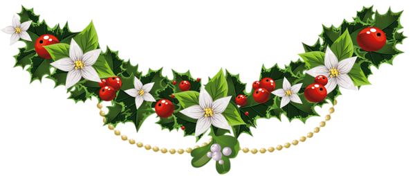 This png image - Transparent Christmas Mistletoe Garland with Flowers PNG Clipart, is available for free download