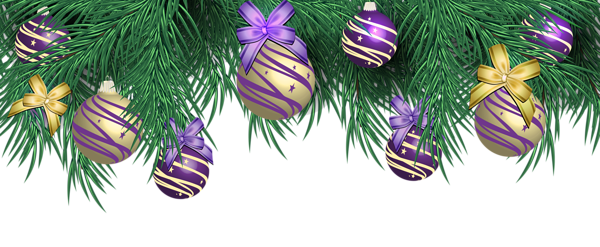 This png image - Transparent Christmas Pine Decor with Purple Balls PNG Clipart Image, is available for free download