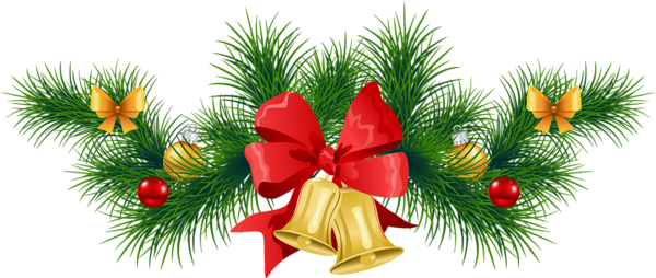 This png image - Transparent Christmas Pine Garland with Bells Clipart, is available for free download