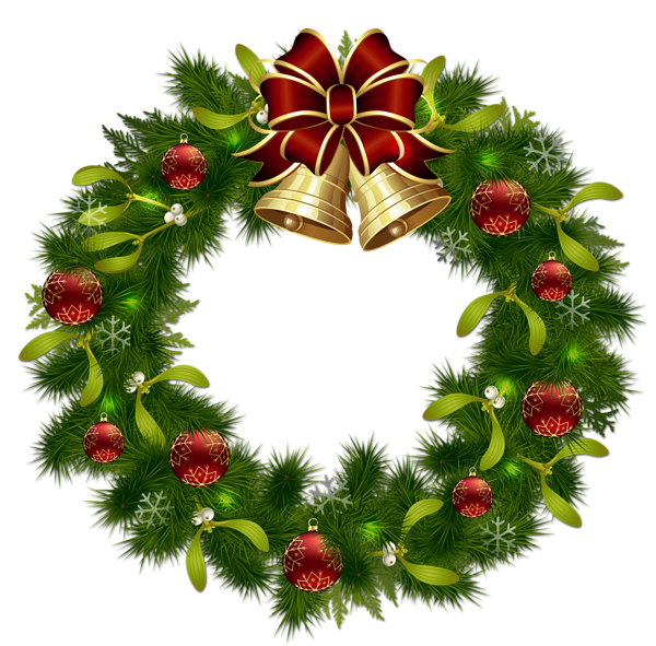 This png image - Transparent Christmas Pinecone Wreath with Gold Bells Clipart, is available for free download