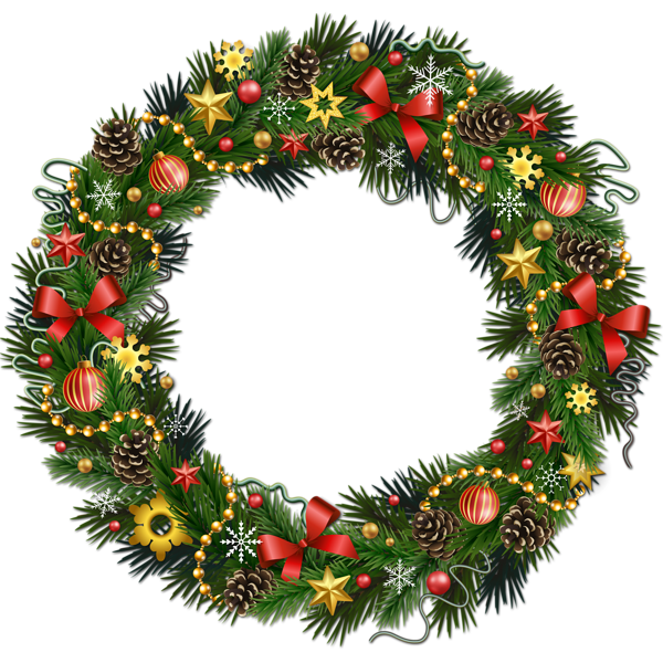 This png image - Transparent Christmas Pinecone Wreath with Ornaments Clipart, is available for free download