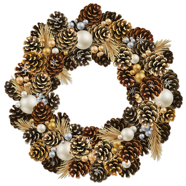 This png image - Transparent Christmas Pinecone Wreath with Pearls Clipart, is available for free download
