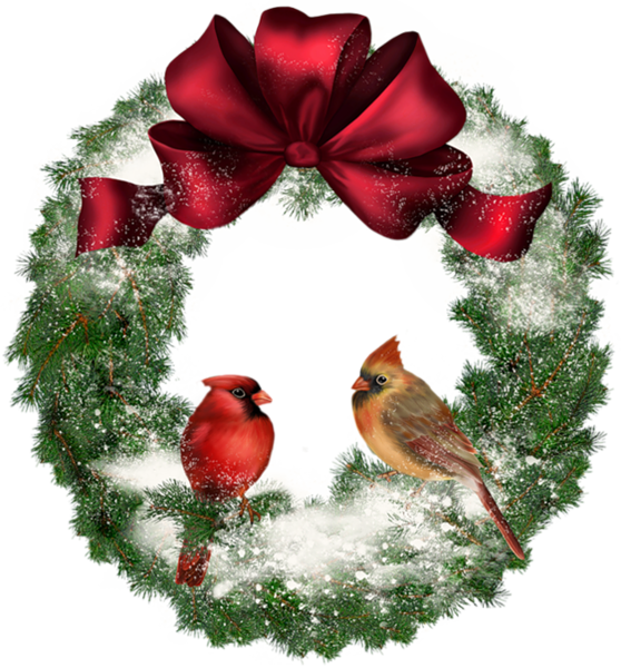 Transparent Christmas Wreath with Birds | Gallery Yopriceville - High
