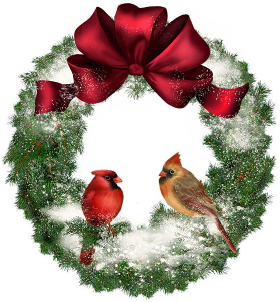 This png image - Transparent Christmas Wreath with Birds, is available for free download