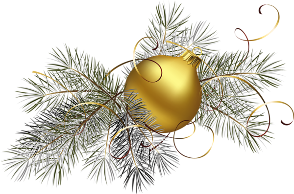 This png image - Transparent Gold Christmas Ball with Pine PNG Clipart Picture, is available for free download