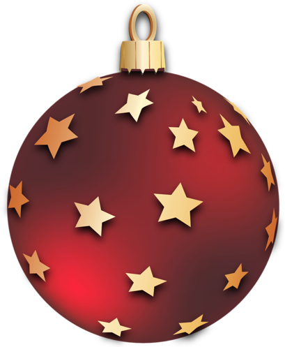 This png image - Transparent Red Christmas Ball with Stars Ornament Clipart, is available for free download