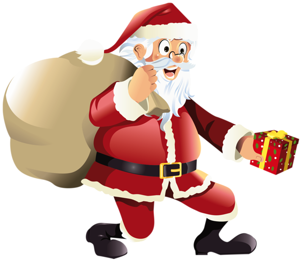 This png image - Transparent Santa Claus with Red Gift PNG Clipart, is available for free download
