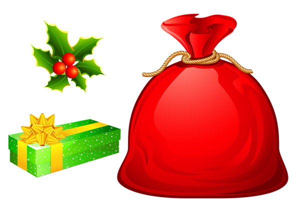 This png image - Transparent Santa Bag and Ornaments, is available for free download