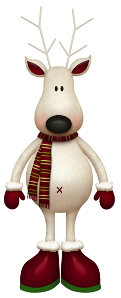 This png image - White Reindeer with Red Scarf PNG Picture, is available for free download