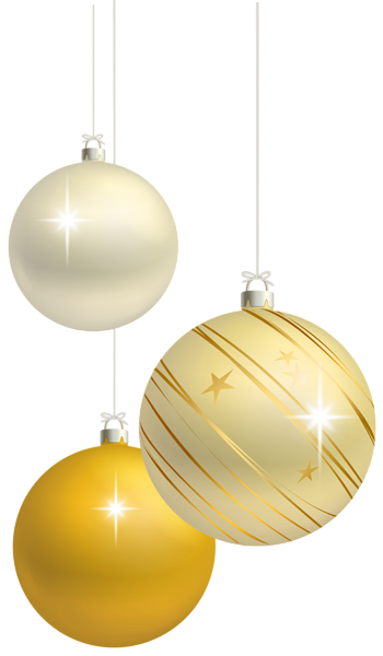 This png image - White and Yellow Christmas Balls Decoration PNG Clipart Image, is available for free download