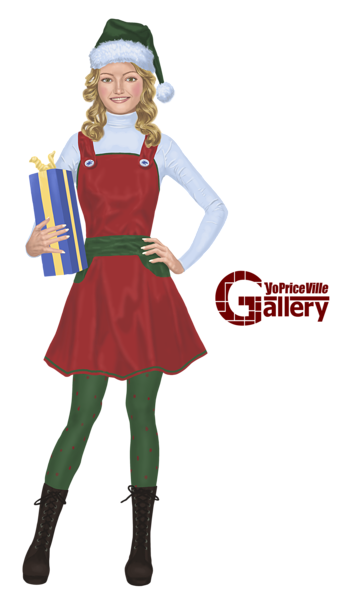 This png image - Christmas Elf Girl with Gift Painting PNG Clipart, is available for free download