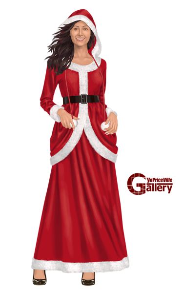 This png image - Woman in Red Christmas Costume Painting PNG Clipart, is available for free download