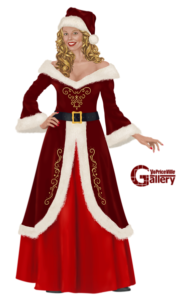 This png image - Woman with Christmas Costume Painting PNG Clipart, is available for free download