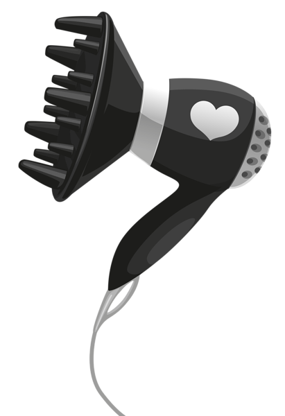 This png image - Black Hairdryer with Heart PNG Clipart Image, is available for free download