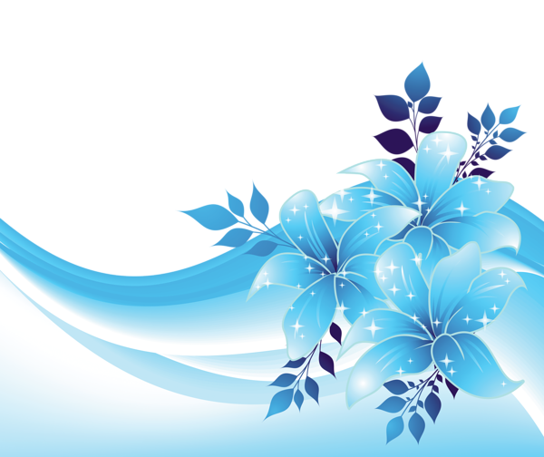 This png image - Blue Decoration with Flowers PNG Transparent Clipart, is available for free download