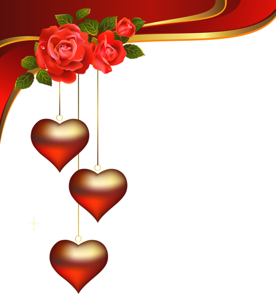 This png image - Decorative Hearts Pendants with Roses Element PNG Clipart, is available for free download