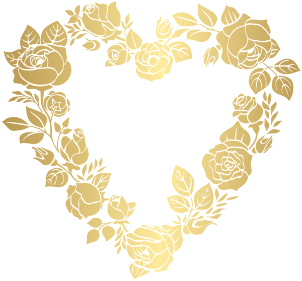 This png image - Floral Golden Heart Border Frame PNG Clip Art, is available for free download