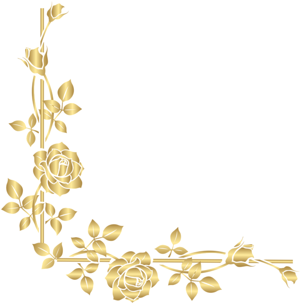This png image - Gold Rose Corner PNG Clip Art Image, is available for free download