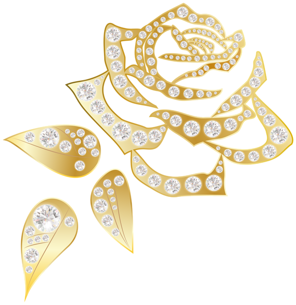 This png image - Gold Rose with Diamonds PNG Clip Art Image, is available for free download