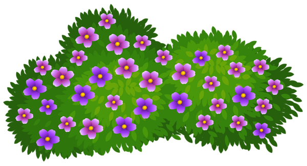 This png image - Green Bush with Flowers Transparent PNG Clip Art Image, is available for free download