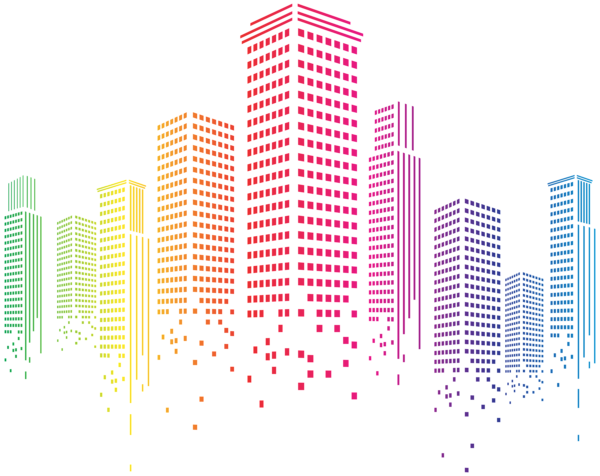 This png image - Multicolored Buildings Decor PNG Clip Art Image, is available for free download