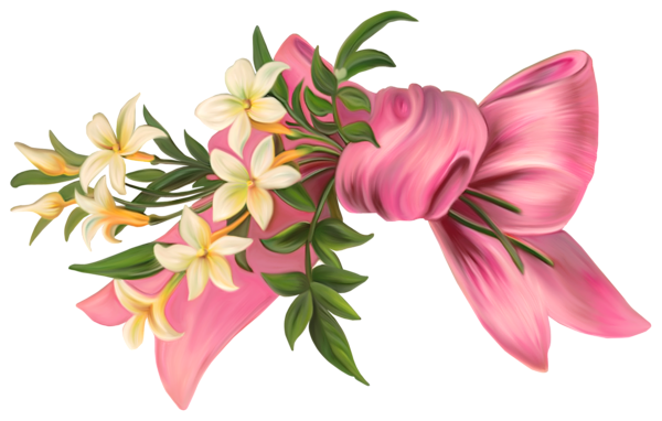 This png image - Pink Bow with Flowers PNG Element, is available for free download