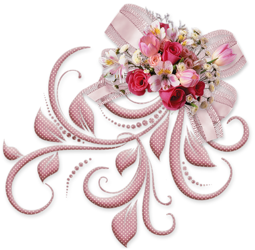 This png image - Pink Bow with Roses PNG Decorative Element, is available for free download