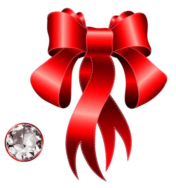 This png image - Red Decorative Bow with Diamond PNG Clipart, is available for free download