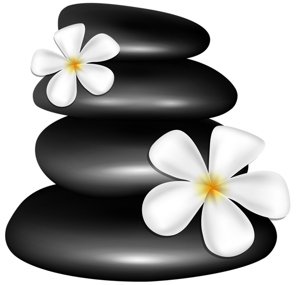 This png image - Spa Stones with White Flowers PNG Clipart Image, is available for free download