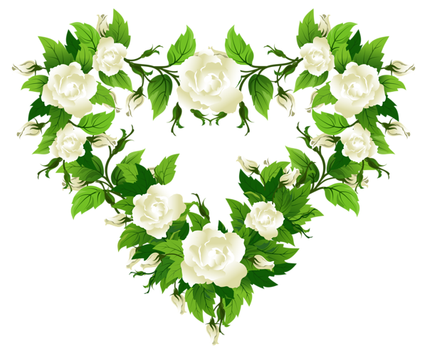 This png image - White Roses Heart Decor PNG Clipart Picture, is available for free download